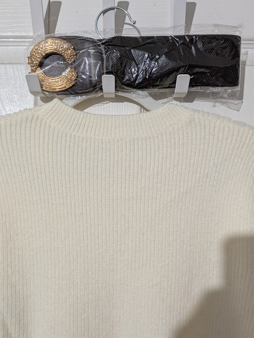 Commense Peplum Cable-Knit Top with Wide Belt - Picture 13 of 16